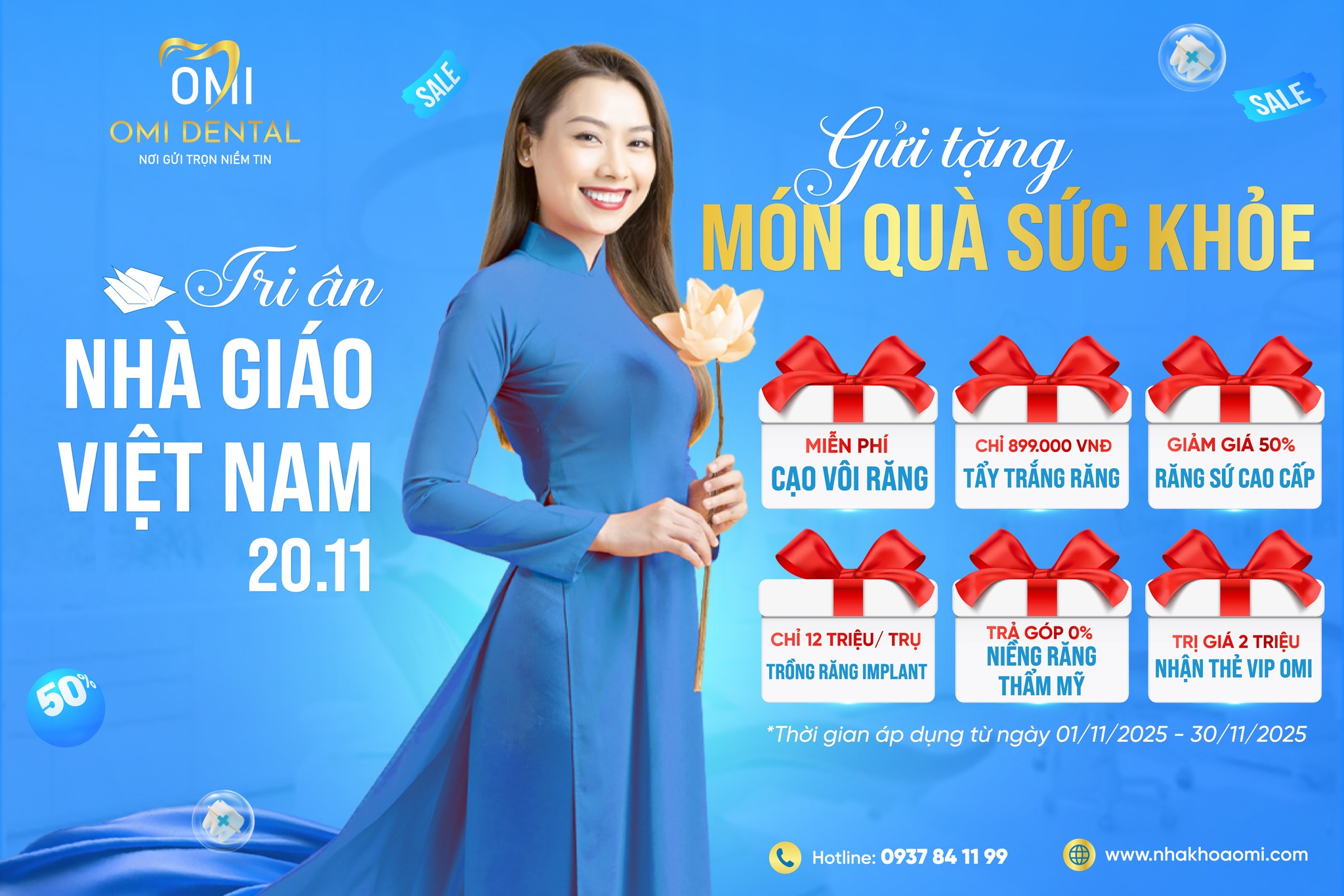 TRI ÂN THẦY CÔ – GỬI TẶNG MÓN QUÀ SỨC KHỎE TỪ OMI DENTAL
