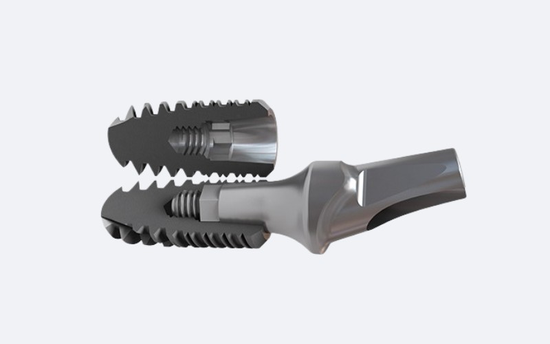 Giữa trụ Implant và khớp nối Abutment có thiết kế côn thuôn 80, 20mm2 tạo sự kết nối chắc chắn và tăng mức độ ổn định